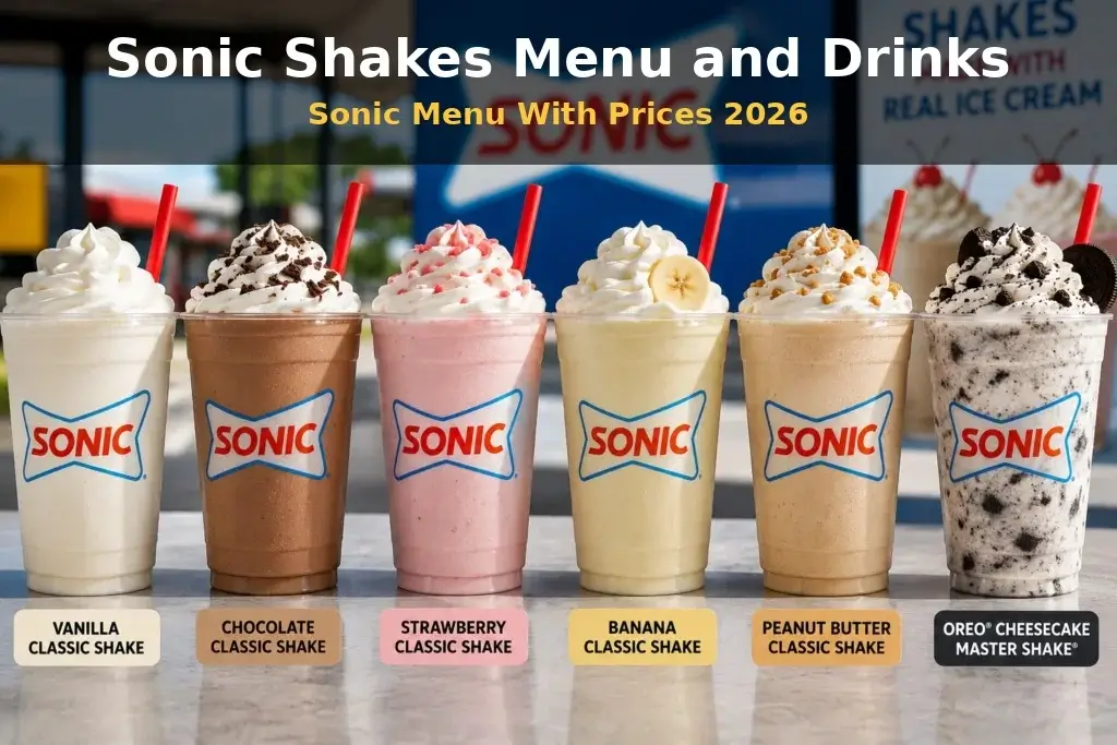 Sonic Shakes Menu and Drinks